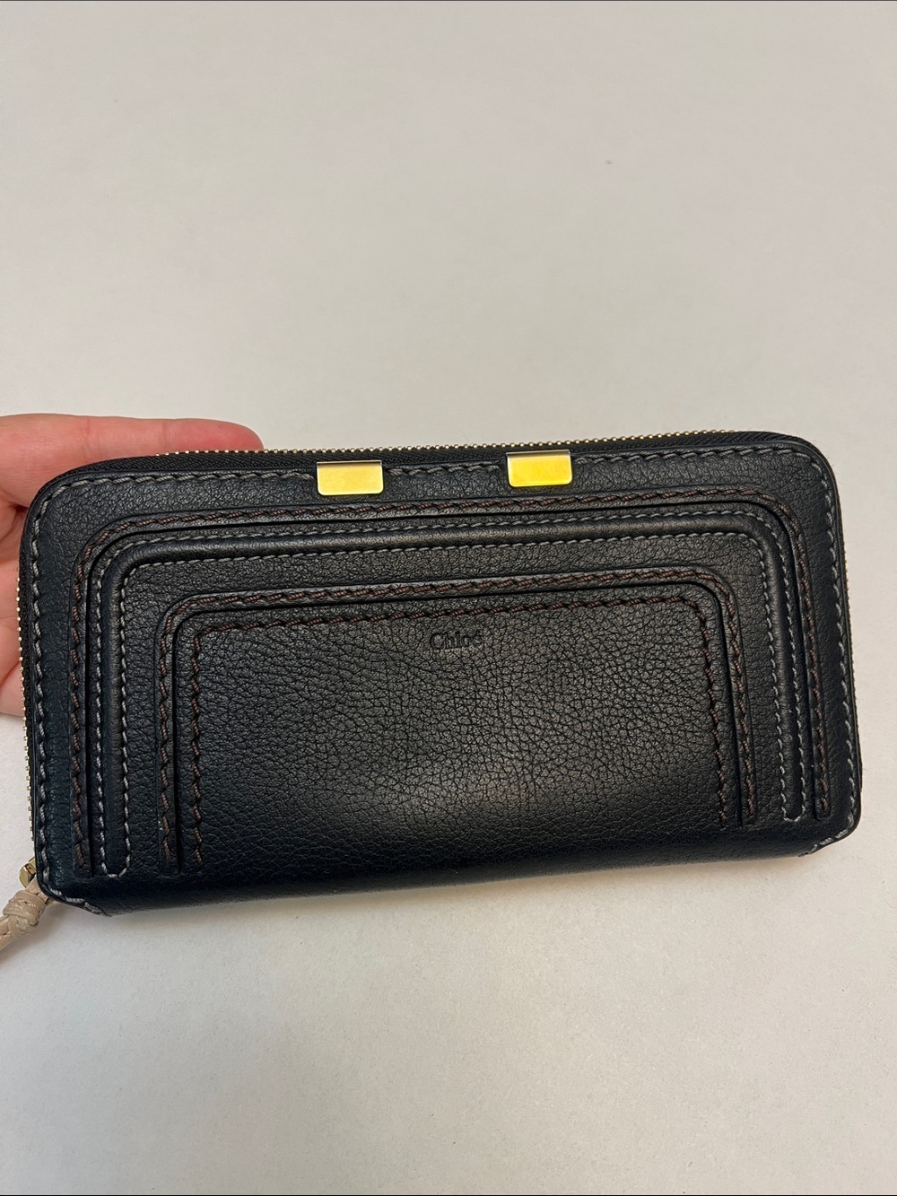 CHLOE MARCIE BLACK LEATHER ZIP AROUND  WALLET